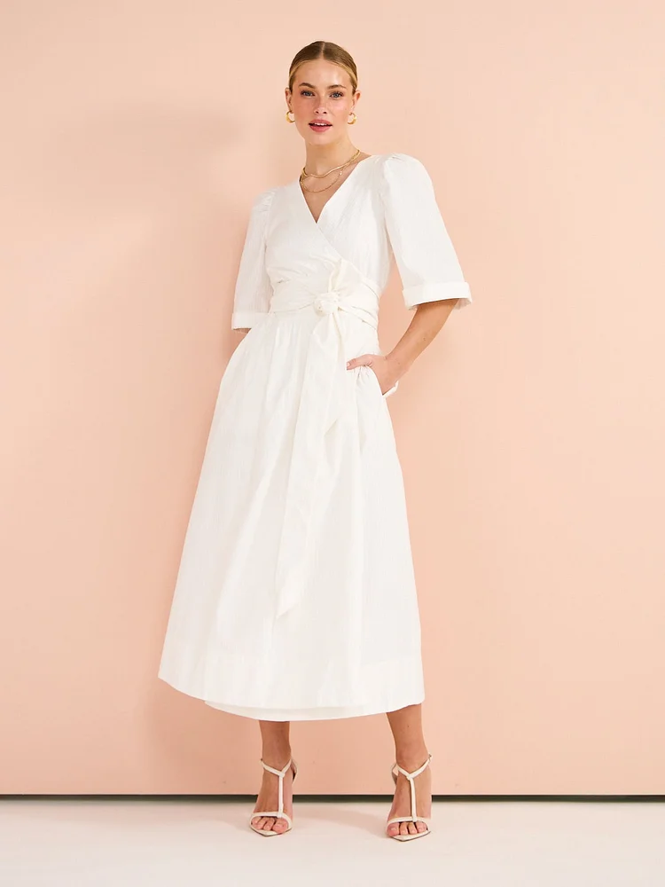 Mon Renn East Midi Dress in White