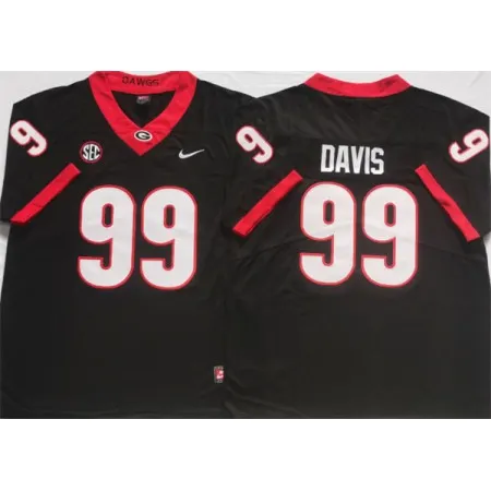 Men's Georgia Bulldogs #99 DAVIS Black College Football Stitched Jersey NK8U