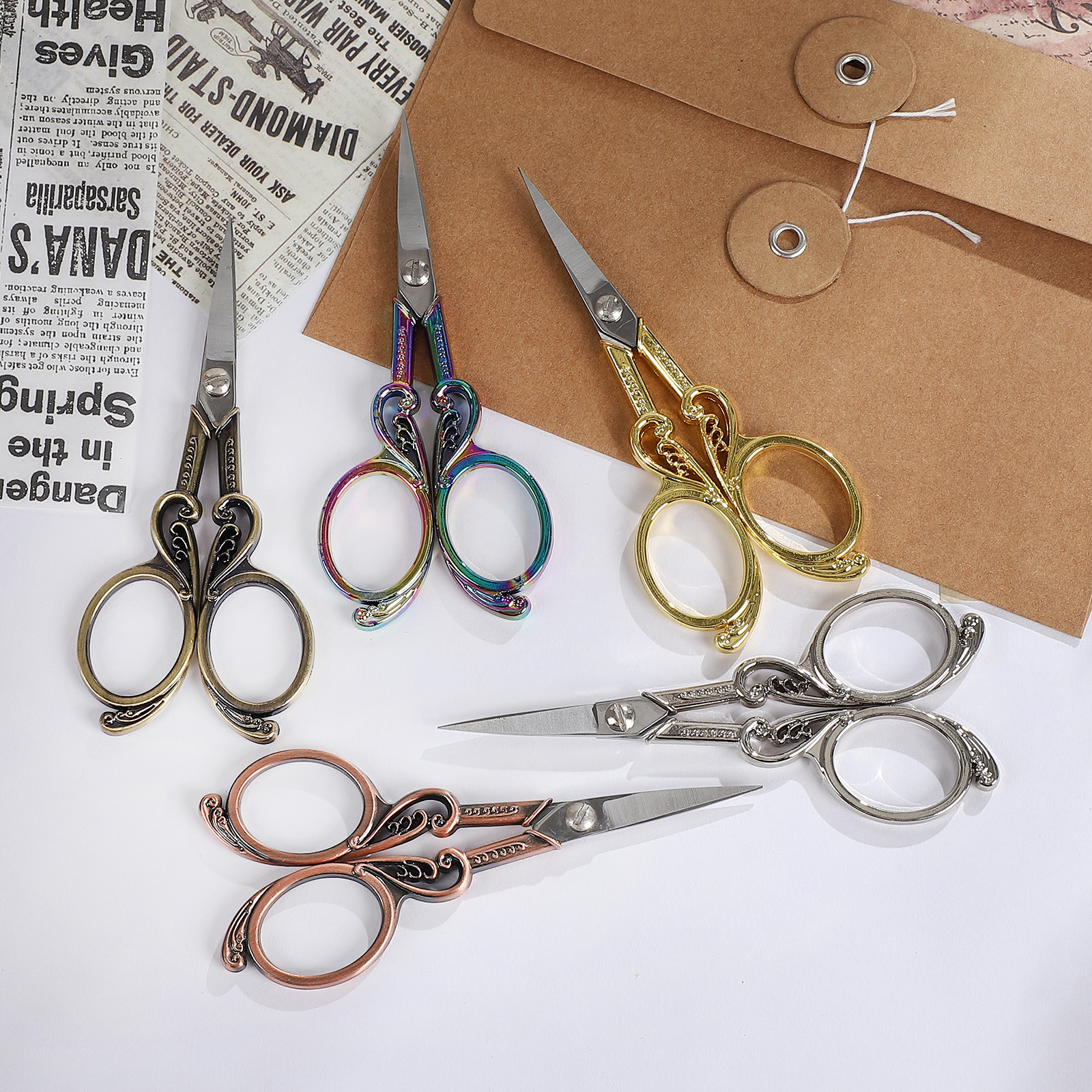 Journalsay 빈티지 No. 8 아연 합금 스테인리스 스틸 홈 자수 앤틱 가위