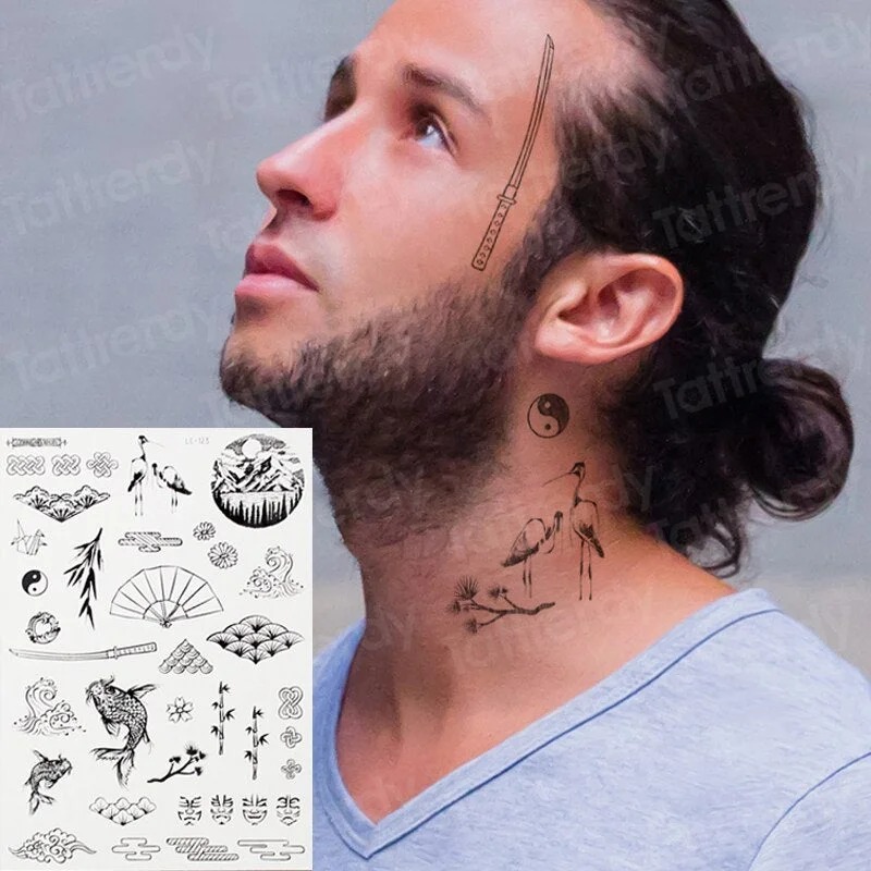 halloween stickers face temporary tattoo sticker for man neck boys tattoo & body art sword tattoo black face tattoo sticker sexy