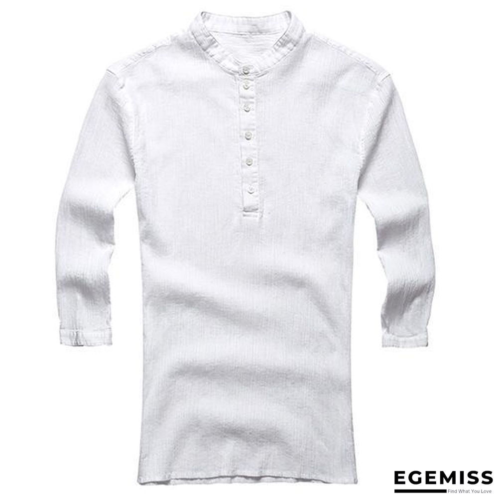 Men Button Solid Cotton Linen Half Sleeve Shirts Linen | EGEMISS