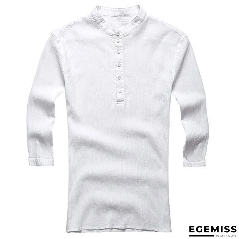 Men Button Solid Cotton Linen Half Sleeve Shirts Linen | EGEMISS