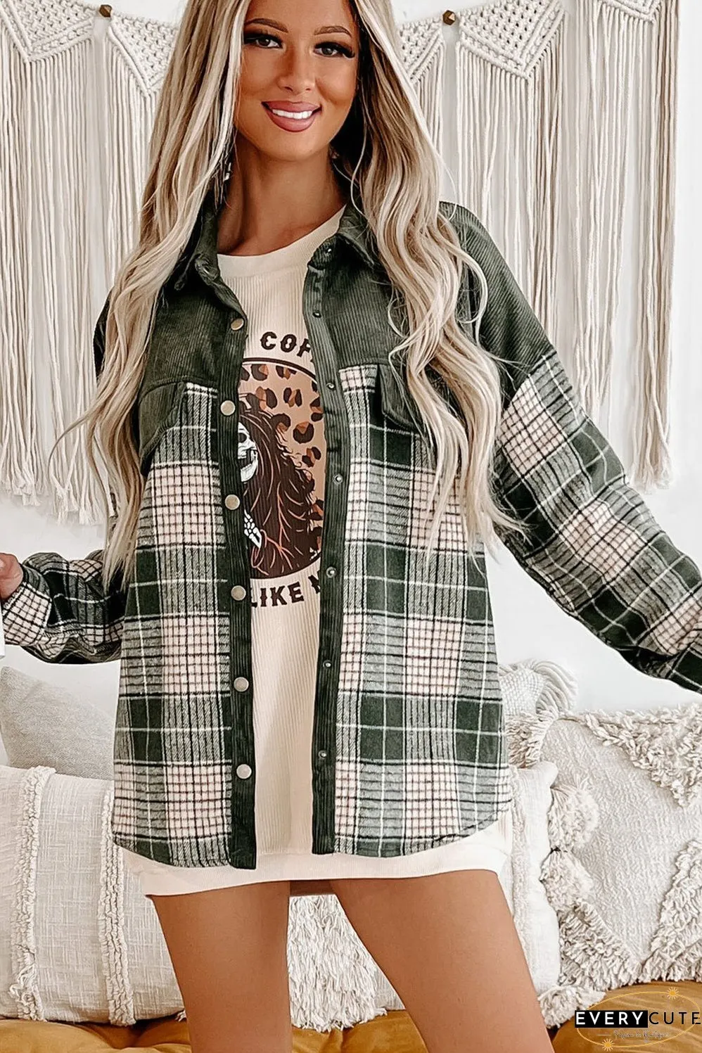 Comfortable Plaid Corduroy Jacket