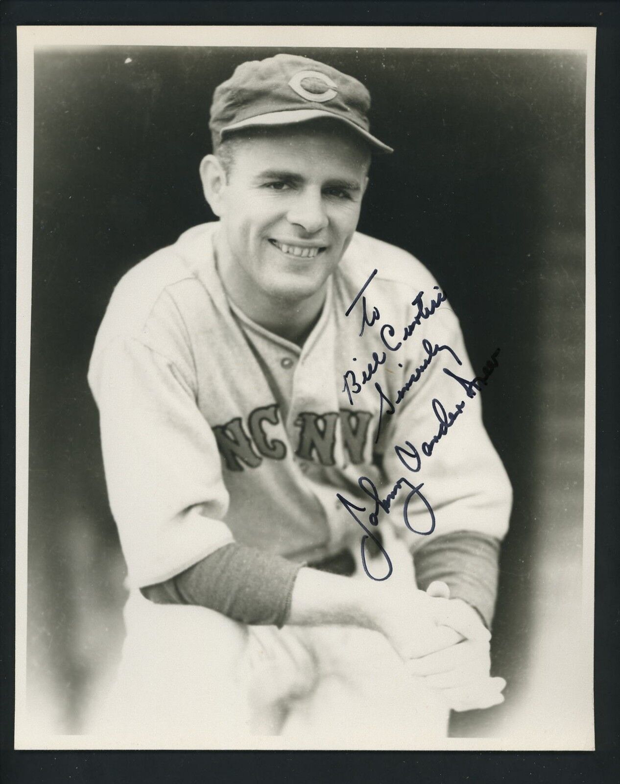 Johnny Vander Meer Signed Autographed Vintage 8 X 10 Reds w/ JSA authentication