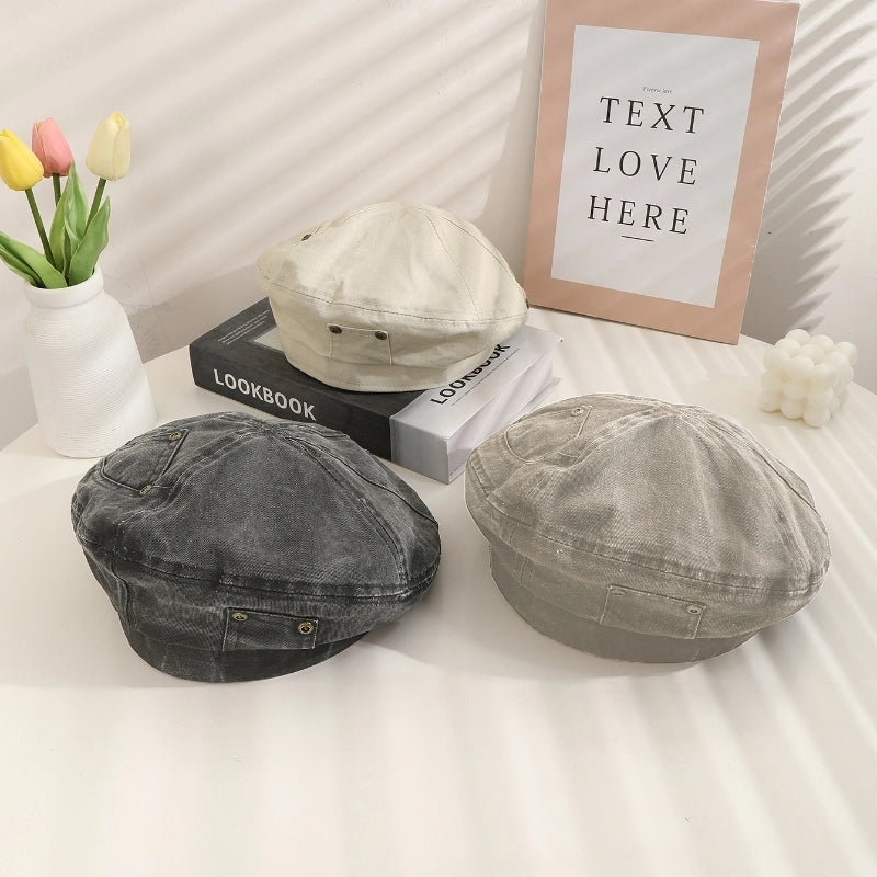 Women's Japanese Style Minimalist Streetwear Solid Color Eaveless Beret Hat