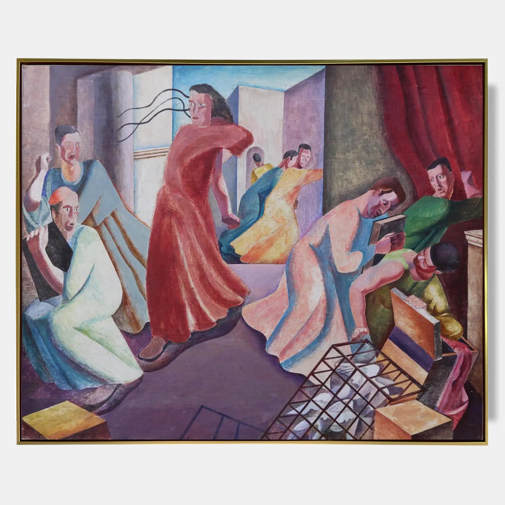 Arabelart AR1519 Christ Expelling Money Changers - British 30's surrealist art religious interior circa 1935