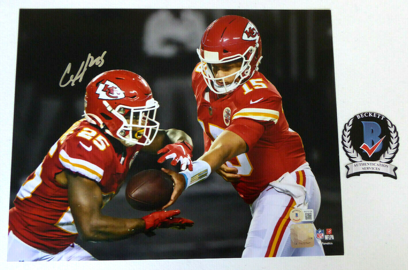 Clyde Edwards-Helaire Signed 11x14 Photo Poster painting Autograph, NFL, Chiefs, Beckett BAS COA