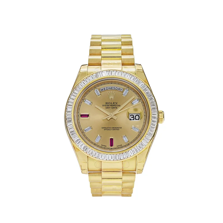 Rolex Day-Date 218398 President Yellow Gold Champagne Dial Diamond Bezel