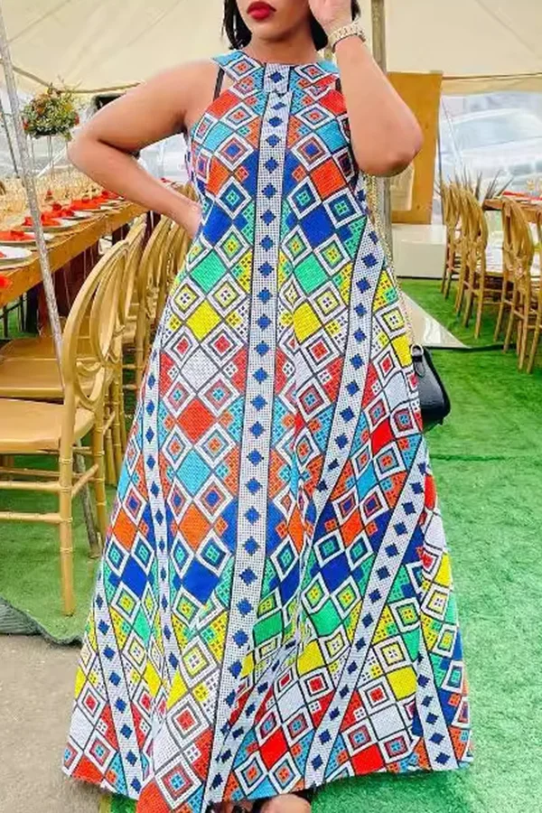 Casual Sleeveless Printed Maxi Dress