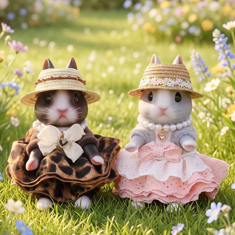 [Pre-Order] Babeside 8" Twin Bunny Doll Set &ndash; Adorable Garden Dress-Up Rabbit Pair Gift for Kids