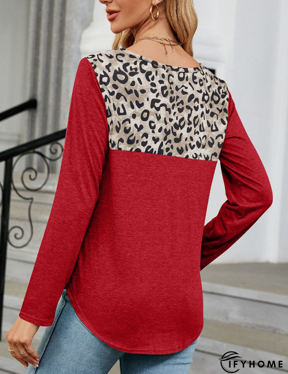 Cotton-Blend Cowl Neck Long Sleeve T-shirt | IFYHOME
