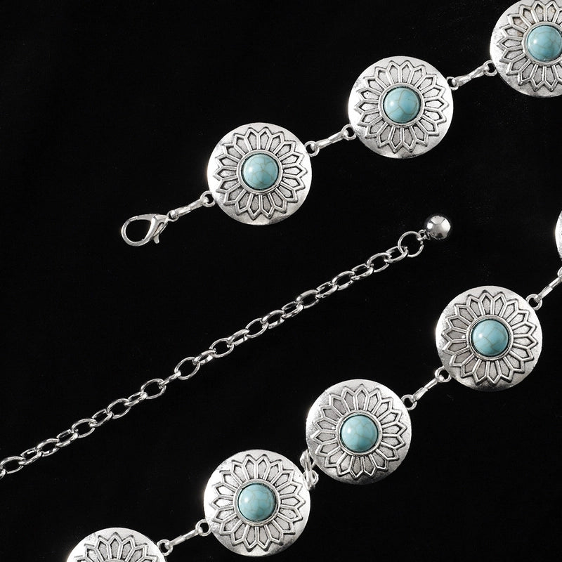 Ethnic Style Printing Round Alloy Women’s Chain Belts