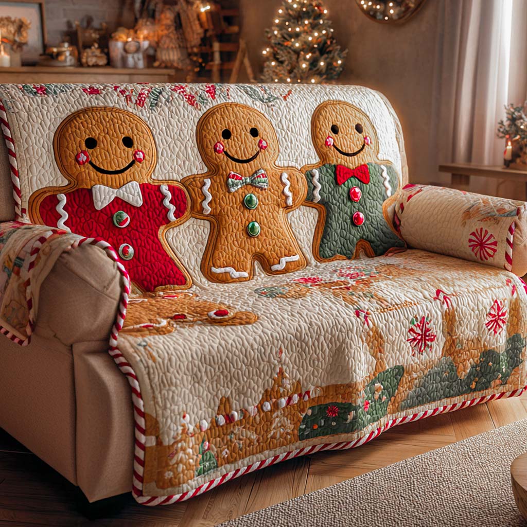 Holiday Spice Friends Quilted Sofa Cover NCU0XD1664 everthome
