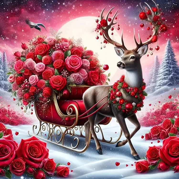 Elk Rose 30*30CM (Canvas) Full Round Drill Diamond Painting gbfke