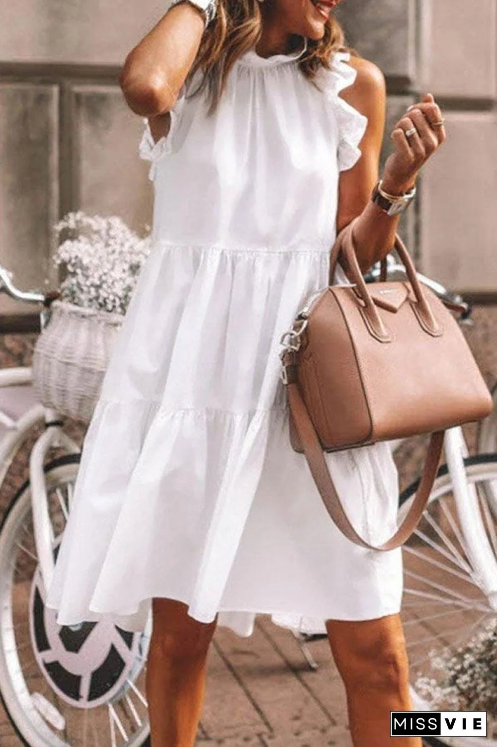 Casual Loose Sleeveless Solid Color Dress