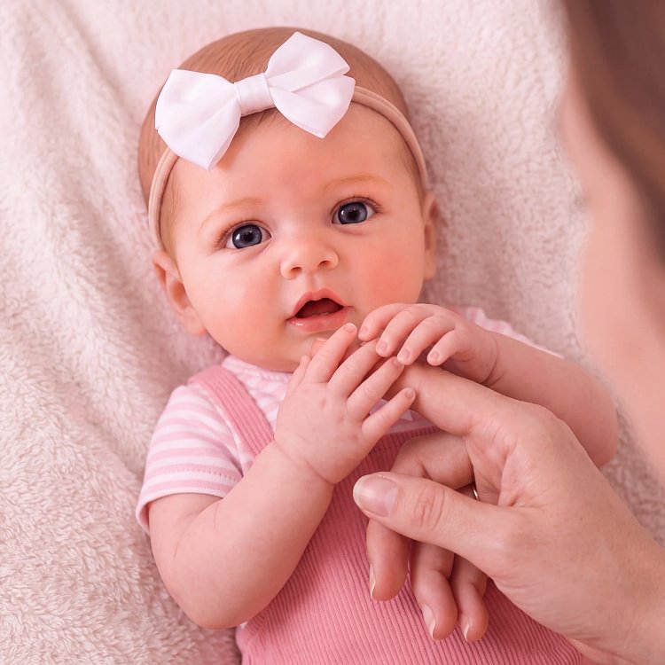 [Pre-Order]Babeside Merritt 12&rdquo;/16&rdquo; Silicone Reborn Girl Doll &ndash; Hand-Painted Hair, Blue Eyes & Pink Overalls