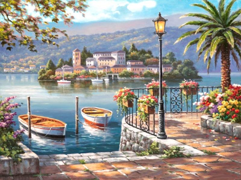 

Lakeside Boat – Paint By Numbers - 40*50CM, 501 Original
