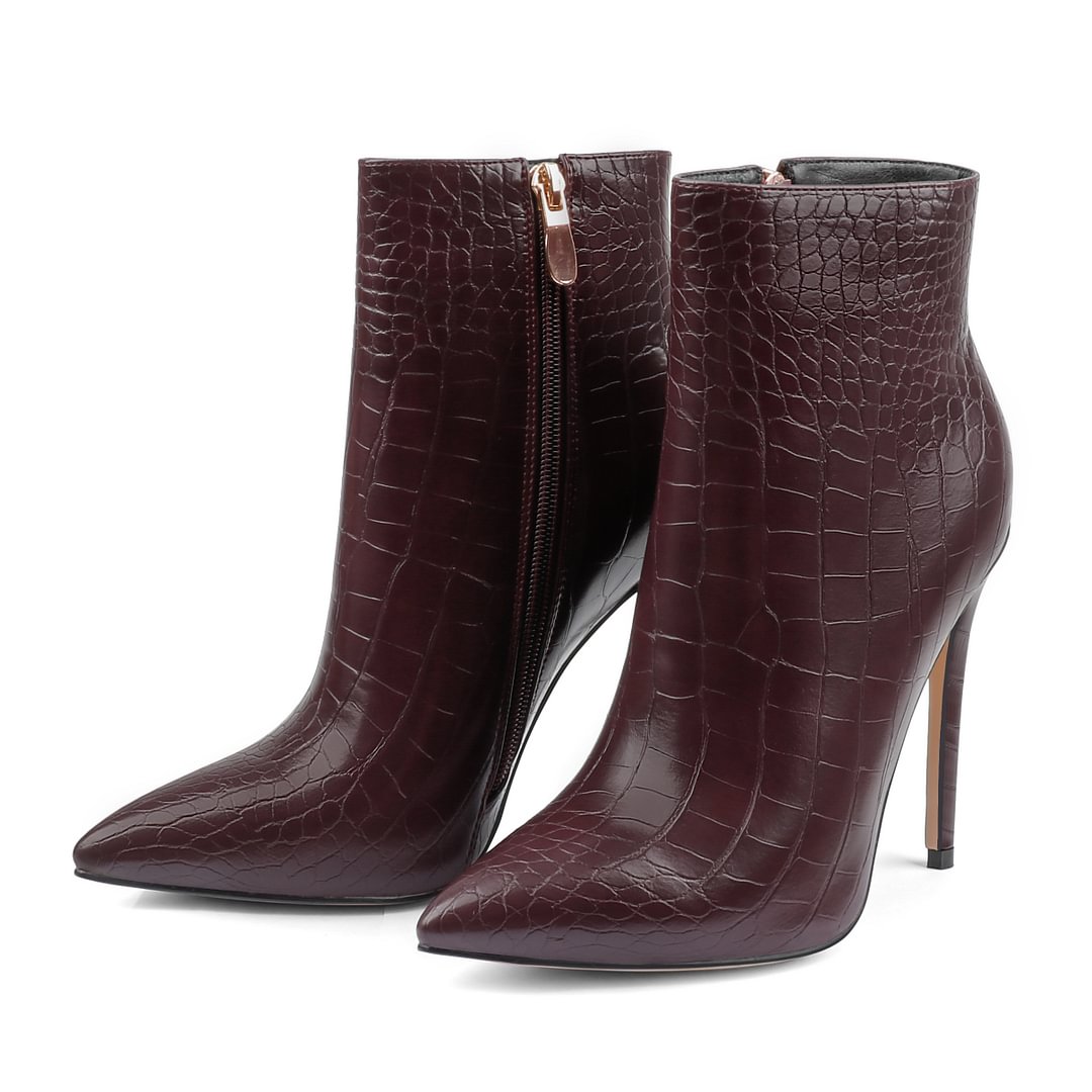 120mm Women's Ankle Boots Closed Pointed Toe Stilettos Autumn Dress Booties-MERUMOTE