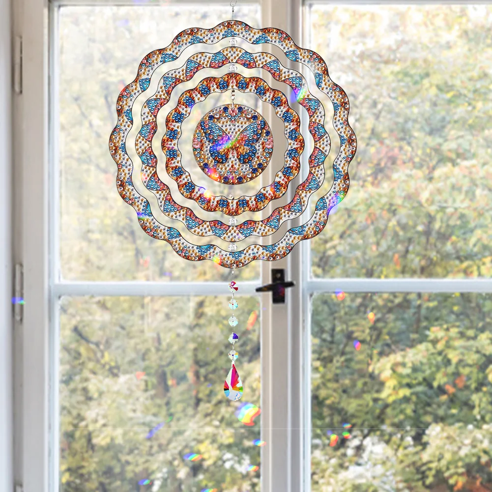 Diamond Painting Rotating Wind Chime Diamond Art Hanging Pendant (Butterfly B)