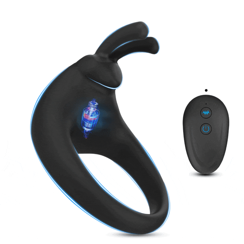 Wireless Remote Control Vibration Rabbit Penis Ring - Rose Toy