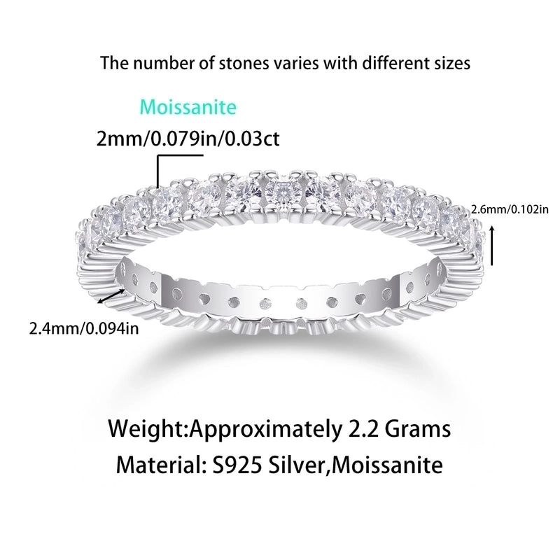 White Gold Plated 925 Sterling Silver Moissanite Round Rings GRA Certificate