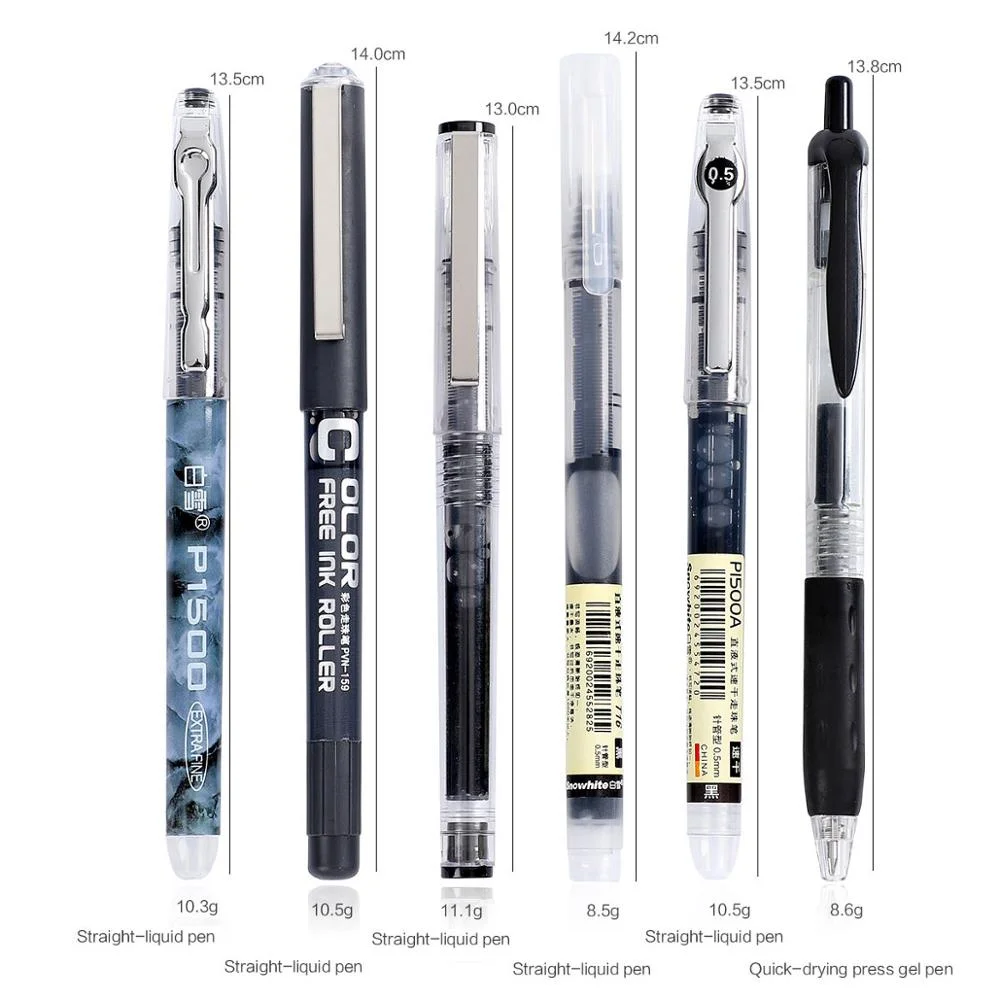 JIANWU 6pcs 7pcs/set Simplicity color Large Gel Pen set 0.5mm quick-drying Straight Pen highlighter for school Stationery kawaii
