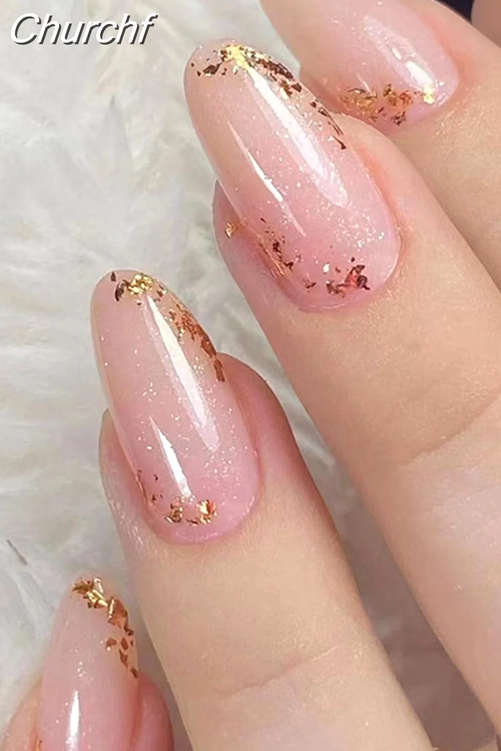 Churchf Simple False Nails Set White French Almond Fake Nails With Designs Press On Nails Manicure Full Cover Nail Tips-Nail Inspo