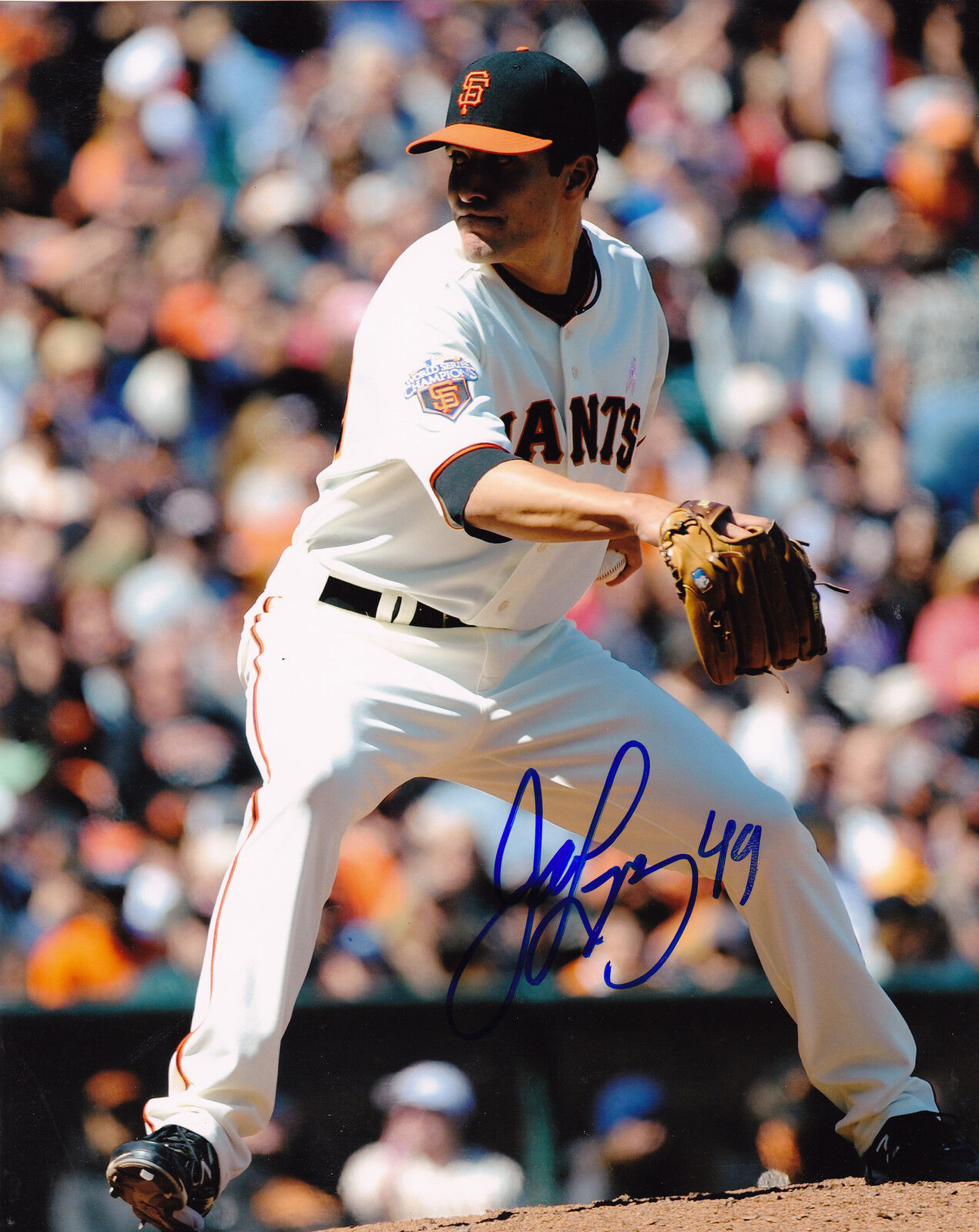 JAVIER LOPEZ SAN FRANCISCO GIANTS ACTION SIGNED 8x10