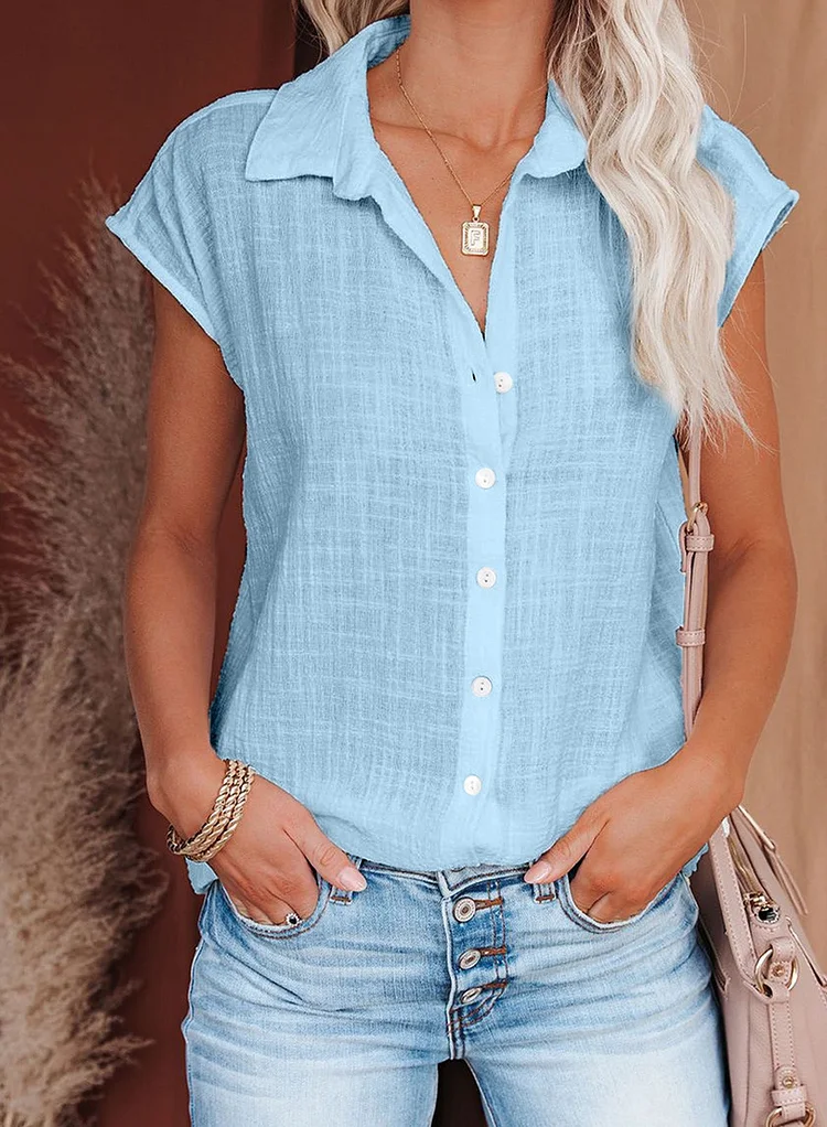 women's new solid color single breasted shirt