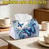 Blue Butterfly DIY PULeather Diamond Painting Tissue Box for Adults Beginners Gem Art Painting Napkin Holder for Living Room Bedroom Bathroom Table Decor