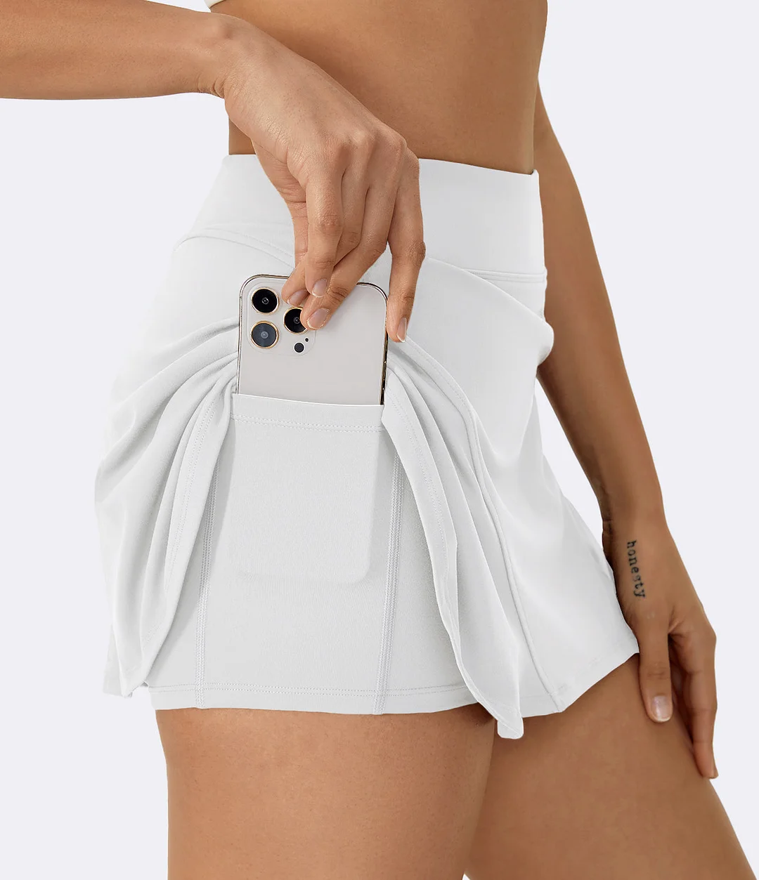 Solid Hidden Side Pocket 2-in-1 Tennis Skirt