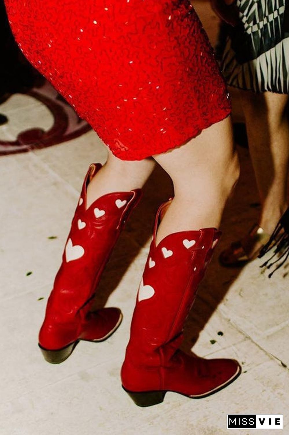 Heart Slip On Cowgirl Boots