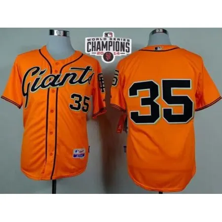 Giants #35 Brandon Crawford Orange Alternate Cool Base W/2014 World Series Champions Stitched MLB Jersey
