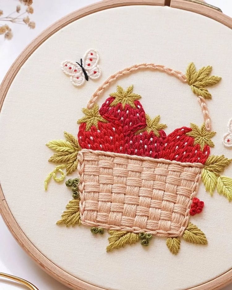 Strawberry & Butterfly Embroidery Kit