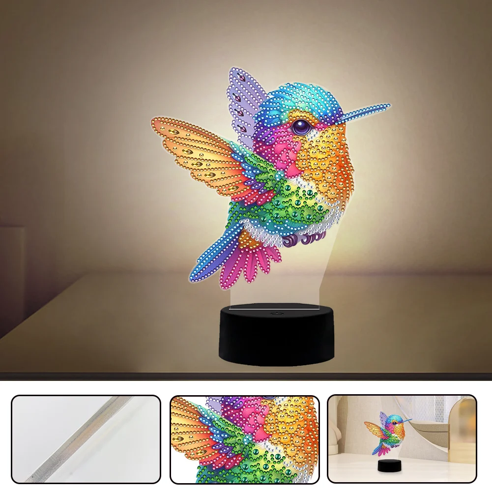 DIY Animal Hummingbird Diamond Painting Night Light Diamond Art Lamp Home Decoration