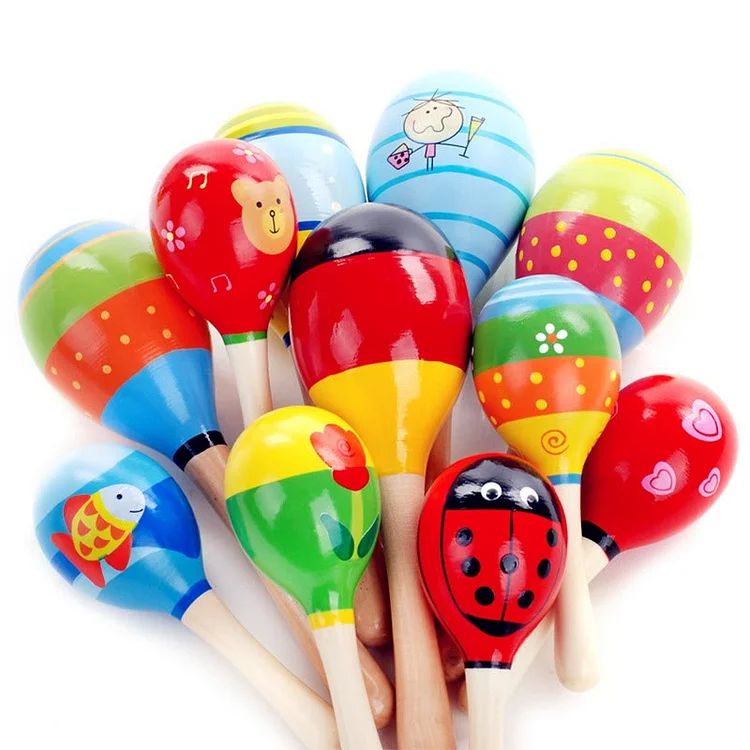 Baby Wooden Ball Toy Sand Hammer Rattle