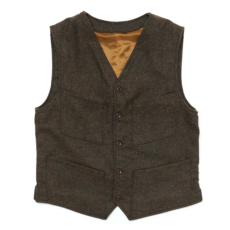 Classic Wool Tweed-Back Waxed Cotton Vest