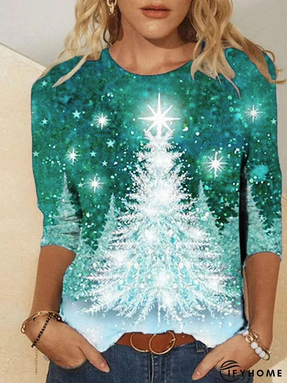 Loose Christmas Snowman Crew Neck Vintage Blouse | IFYHOME