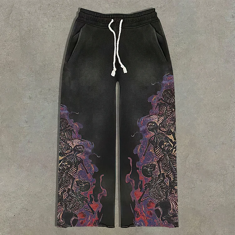 Skull print casual trousers