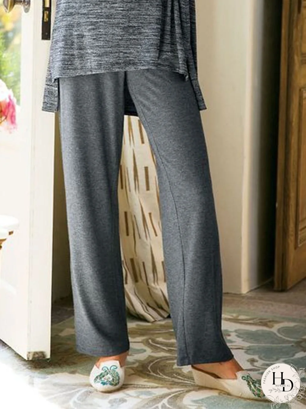 Casual Plain Loose Wide Leg Pants