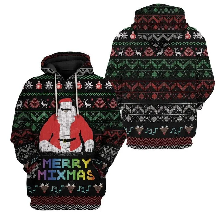 Unisex Black Ugly Christmas Sweaters 3D Print Hoodies