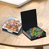 PU Dog Flower Diamond Painting Notecard Box with 160 Sheets of Paper