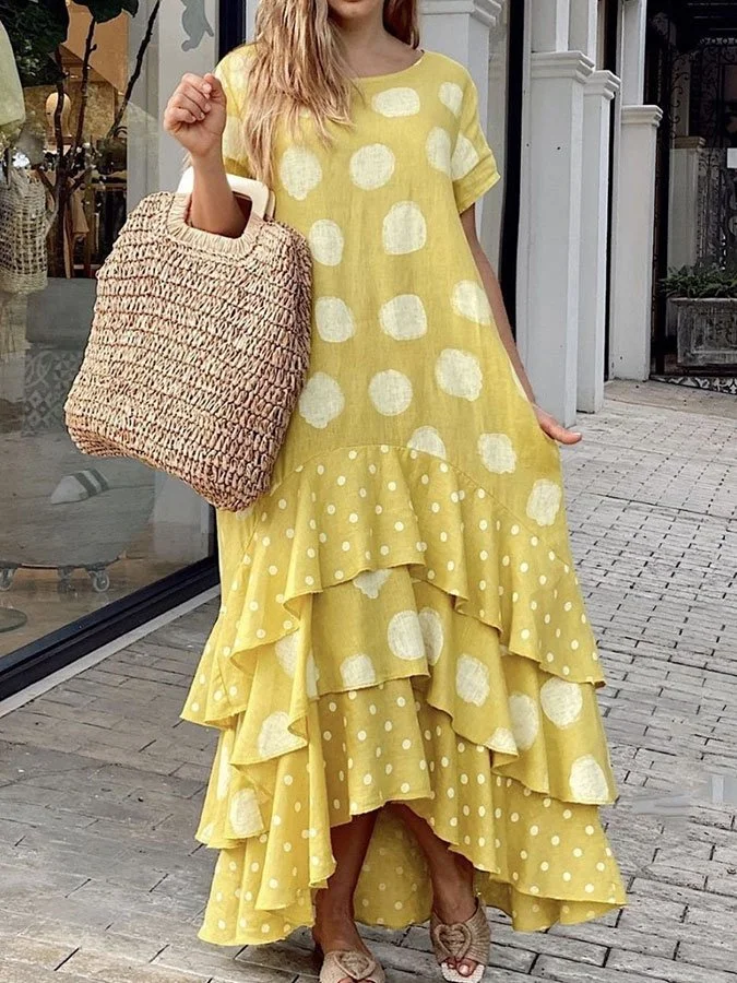 Polka Dot Layered Swing Dress socialshop