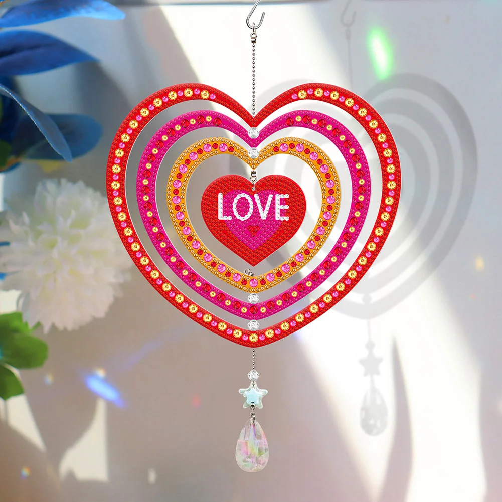 DIY Love Suncatcher Diamond Painting Hanging Sign Christmas Home Windows Decor