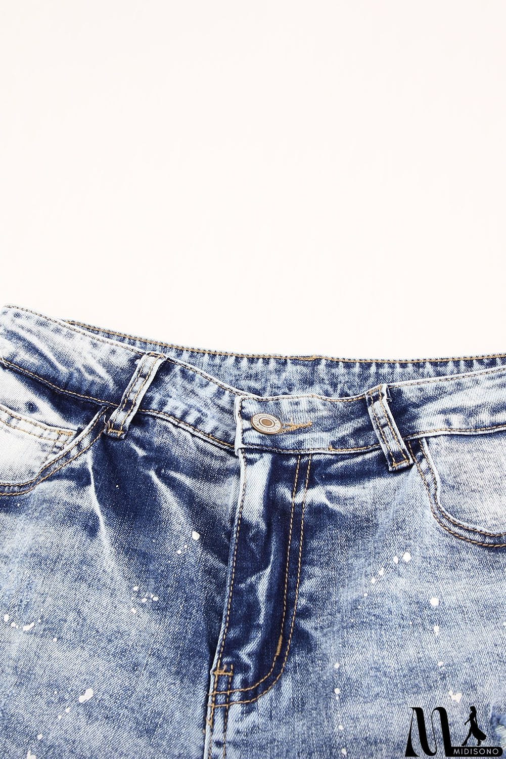 MidiSono - Distressed Faded Splatter Denim Pants