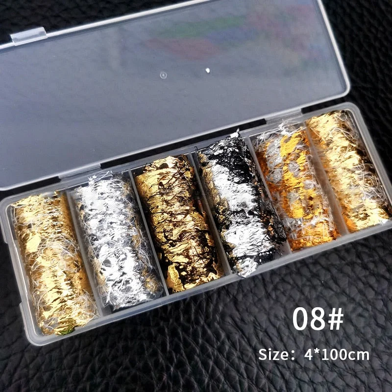 Luxury Iridescent Transfer Foil Paper Sticker Designer Set Nail Art Decal Adhesive Tropical Star 3D Art Decoration