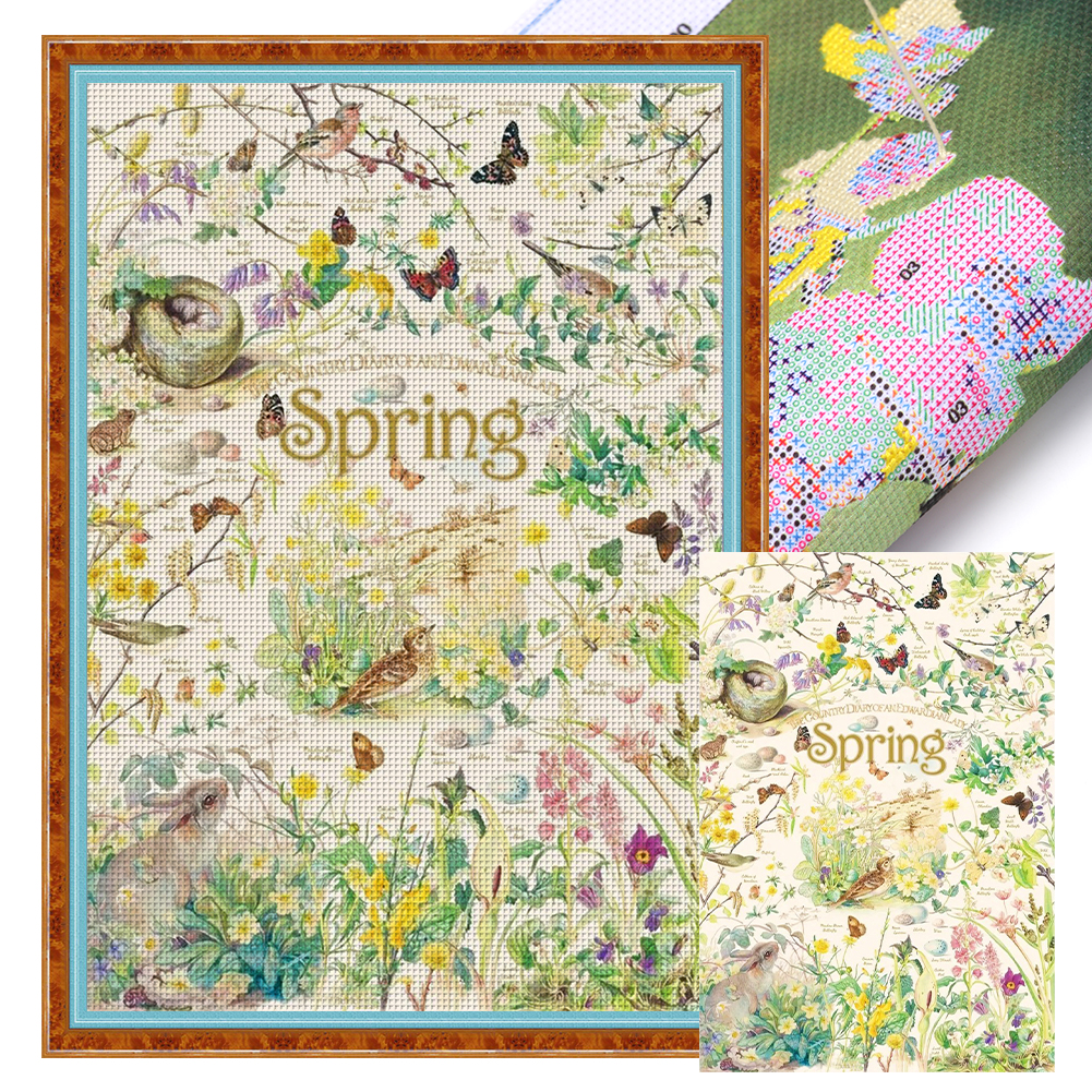 Spring Poster Full 11CT Pre-stamped Canvas(40*60cm) Cross Stitch