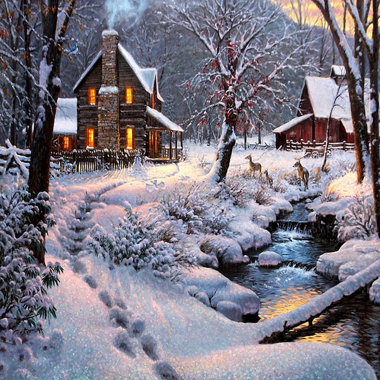 Snow House   (B2350) Diamond Painting 30*30CM