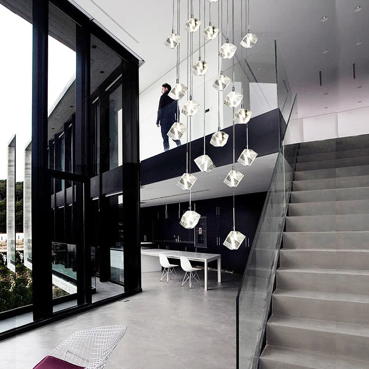 Modern Diamond-shaped Crystal Chandelier Living Room Lighting Fixtures Vjlight