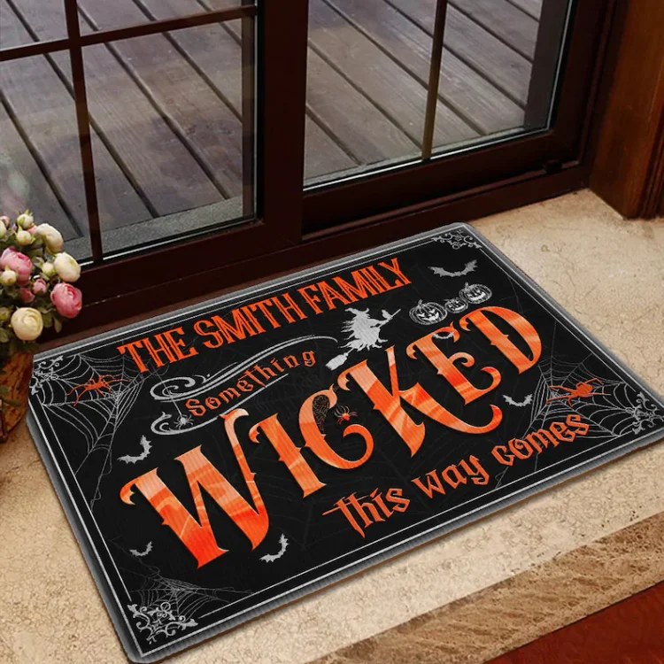 Personalized Halloween Doormat Home Decor "Something Wicked This Way Comes"